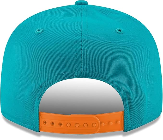 New Era NFL 9FIFTY 2-Tone Snapback Team Color Adjustable Hat Cap One Size, Miami Dolphins - Aqua/Orange, One Size