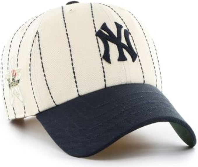 47 MLB New York Rawlings Pinstripe Clean Up Adjustable Snapback Hat - White/Navy