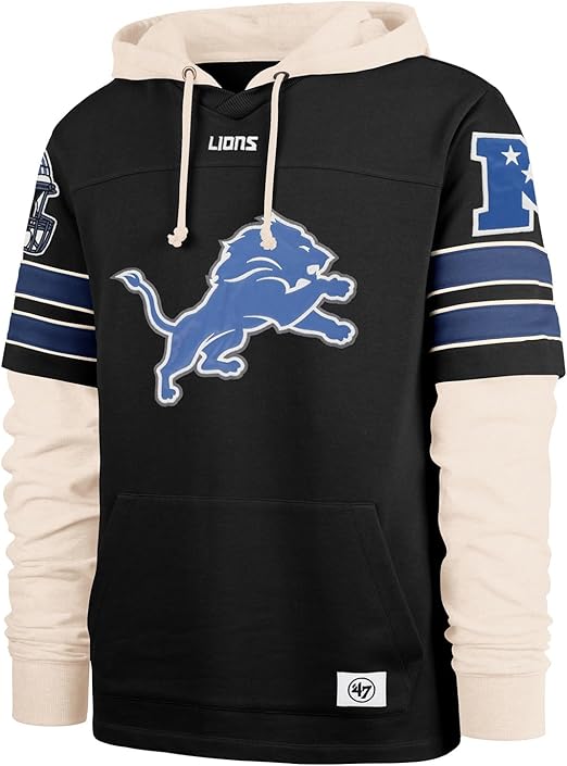 47 NFL Detroit Split Zone Cornerback Duo Lacer - Black/Cream (CA/US, Alpha, Large, Regular, Regular, Black)