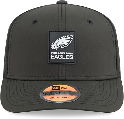 New Era 9SEVENTY NFL 2025 Sideline Trucker Adjustable Snapback Hat (CA/US, Alpha, One Size, Black, Philadelphia Eagles)
