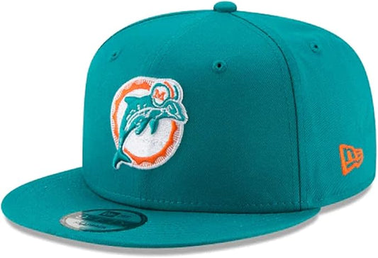 New Era Authentic Exclusive Dolphins Miami 9Fifty Snapback/9Twenty/MVP/9Forty Adjustable Hat - OSFM (Aqua Team Color), Black, Black, One Size