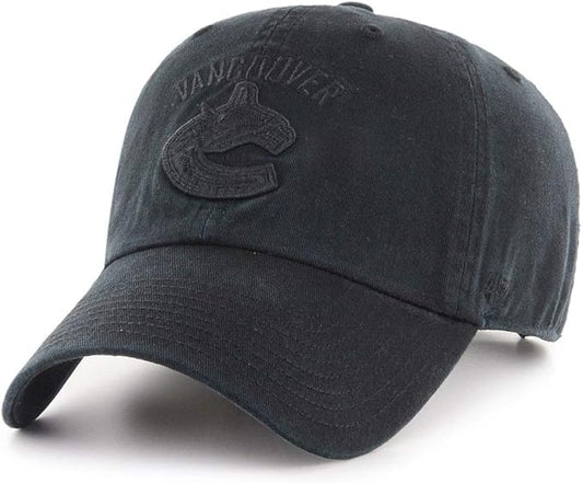 47 Men NHL Clean UP Black on Black Cap Vancouver CanucksBlack One Size Fits All