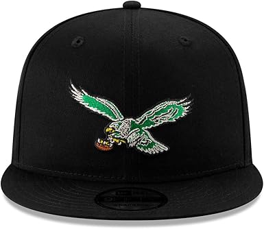 New Era Philadelphia Eagles Hat NFL Black Team Color Historic Logo 9FIFTY Snapback Adjustable Cap Adult One Size
