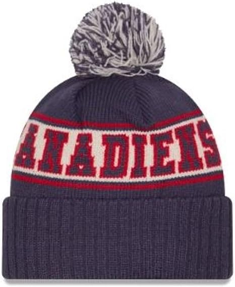 New Era NHL Montreal Canadiens Retro Pom Knit Beanie - Navy/Red