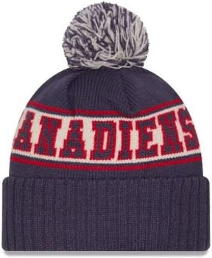New Era NHL Montreal Canadiens Retro Pom Knit Beanie - Navy/Red