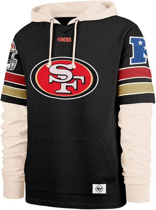 47 NFL San Francisco Split Zone Cornerback Duo Lacer - Black/Cream (CA/US, Alpha, Large, Regular, Regular, Black)