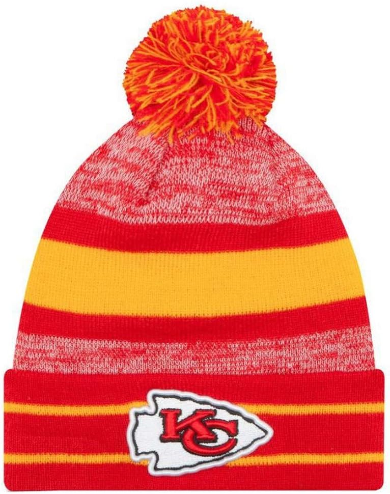 NFL Kansas City Chiefs Pom Knit Beanie, One Size, Yellow