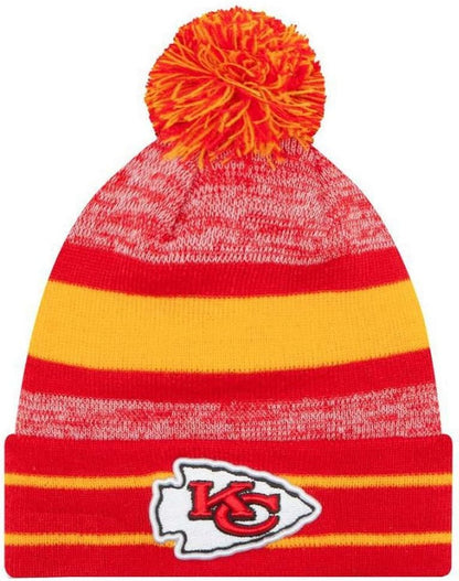NFL Kansas City Chiefs Pom Knit Beanie, One Size, Yellow