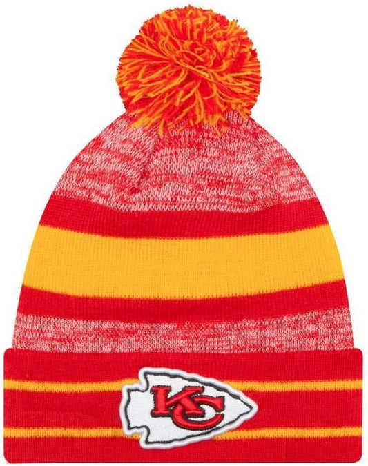 NFL Kansas City Chiefs Pom Knit Beanie, One Size, Yellow