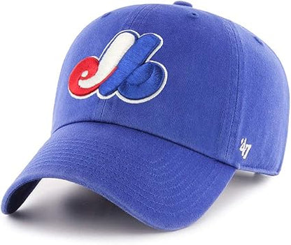 '47 Brand MLB Montreal Expos Clean up Adjustable Hat (Royal, One Size)