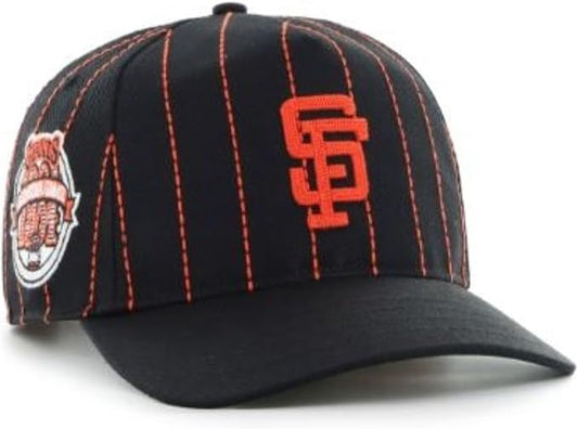 47 MLB San Francisco Rawlings Pinstripe Hitch Adjustable Snapback Hat - Black