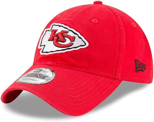 New Era NFL Core Classic 9TWENTY Team Color Adjustable Hat Cap One Size Fits All, Kansas City Chiefs Red, One Size