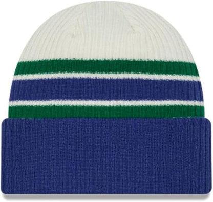 New Era NHL Vancouver Canucks Vintage Knit Beanie - Blue/Cream