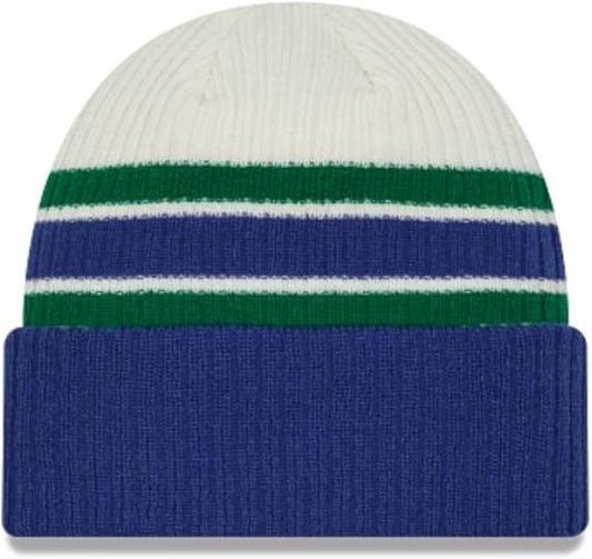 New Era NHL Vancouver Canucks Vintage Knit Beanie - Blue/Cream