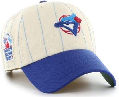 47 MLB Toronto Rawlings Pinstripe Clean Up Adjustable Snapback Hat - White/Blue