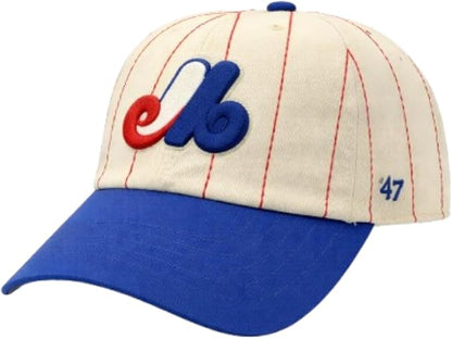 47 MLB Rawlings Pinstripe Clean Up Adjustable Hat - Beige (CA/US, Alpha, One Size, Montreal, Beige)