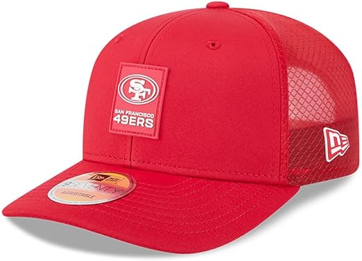 New Era 9SEVENTY NFL 2025 Sideline Trucker Adjustable Snapback Hat (CA/US, Alpha, One Size, Red, San Francisco 49ers)