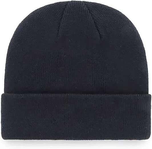 '47 Seattle Kraken Mens Womens Raised Cuff Knit Stretch Fit Navy Light Blue Logo Beanie, One Size, Navy, One Size