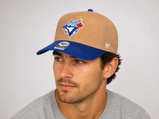 47 Toronto Blue Jays Hitch Adjustable Hat – MLB Baseball Cap, Khaki/Blue, Curved Brim, One Size Fits Most