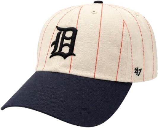 47 MLB Rawlings Pinstripe Clean Up Adjustable Hat - Beige (CA/US, Alpha, One Size, Detroit, Beige)