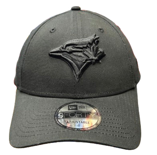 New Era 9FORTY MLB Toronto Blue Jays Stretch Snap Adjustable Hat - Black on Black