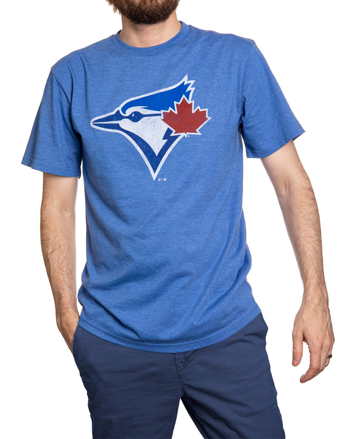 Bulletin MLB Mens Toronto Blue Jays Vintage Style Distressed Primary Logo Heathered T-Shirt