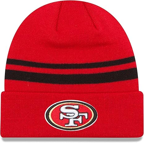 New Era Unisex-Adult NFL Official Sport Knit Classic Striped Knit Beanie Cold Weather Hat, San Francisco 49ers, One Size