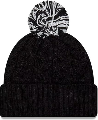 New Era Womens NFL New Orleans Cozy Cable Knit Cuff Knit Beanie with Pom - Black