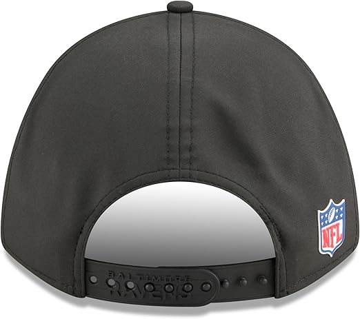 New Era Men's NFL 2025 Sideline M-Crown 9FORTY Adjustable Hat (CA/US, Alpha, One Size, Black, Baltimore Ravens)