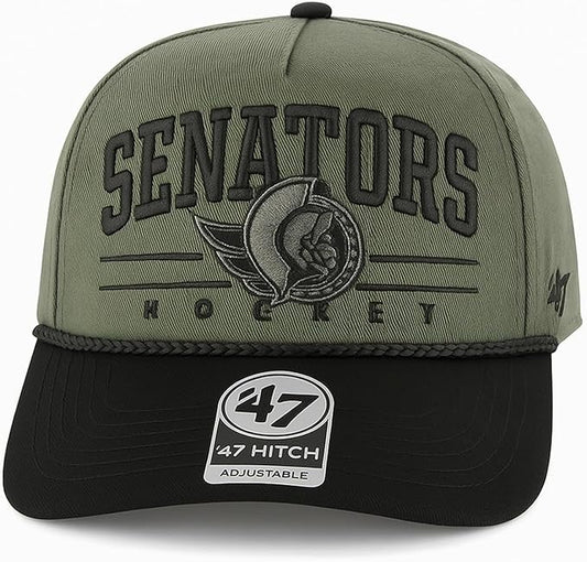 47 NHL Ottawa Roscoe Rope Option TT Hitch Snapback Hat - Green/Black