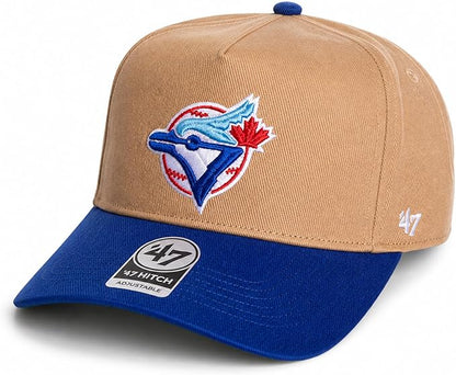 47 Toronto Blue Jays Hitch Adjustable Hat – MLB Baseball Cap, Khaki/Blue, Curved Brim, One Size Fits Most