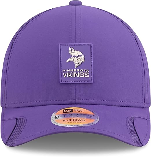 New Era Men's NFL 2025 Sideline M-Crown 9FORTY Adjustable Hat (CA/US, Alpha, One Size, Purple, Minnesota Vikings)