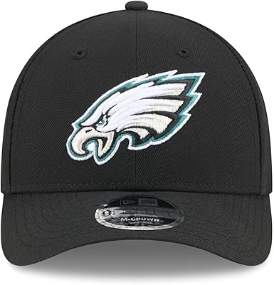 New Era 9FORTY 2025 NFL Team Collection M-Crown Adjustable Snapback Hat (CA/US, Alpha, One Size, Philadelphia Eagles, Black/White)