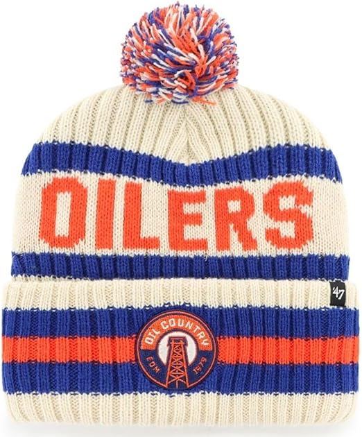 47 NHL Edmonton Bering Cuff Knit Beanie - Off-White/Blue