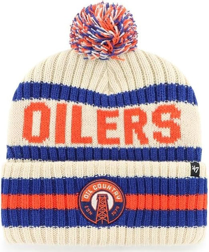 47 NHL Edmonton Bering Cuff Knit Beanie - Off-White/Blue