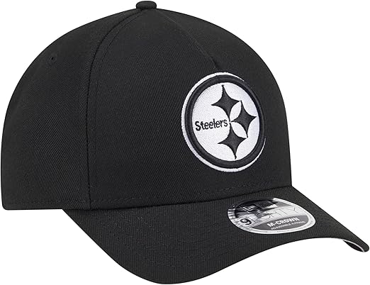 New Era 9FORTY NFL 2025 Team Collection M-Crown A-Frame Adjustable Snapback Hat - Black/White (CA/US, Alpha, One Size, Black, Pittsburgh Steelers)