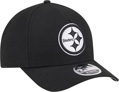 New Era 9FORTY NFL 2025 Team Collection M-Crown A-Frame Adjustable Snapback Hat - Black/White (CA/US, Alpha, One Size, Black, Pittsburgh Steelers)