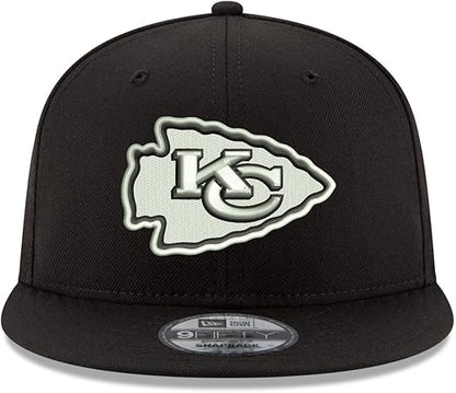 New Era Kansas City Chiefs Hat NFL Black White 9FIFTY Snapback Adjustable Cap Adult One Size