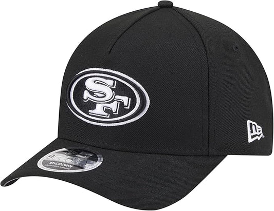 New Era 9FORTY NFL 2025 Team Collection M-Crown A-Frame Adjustable Snapback Hat - Black/White (CA/US, Alpha, One Size, Black, San Francisco 49ers)