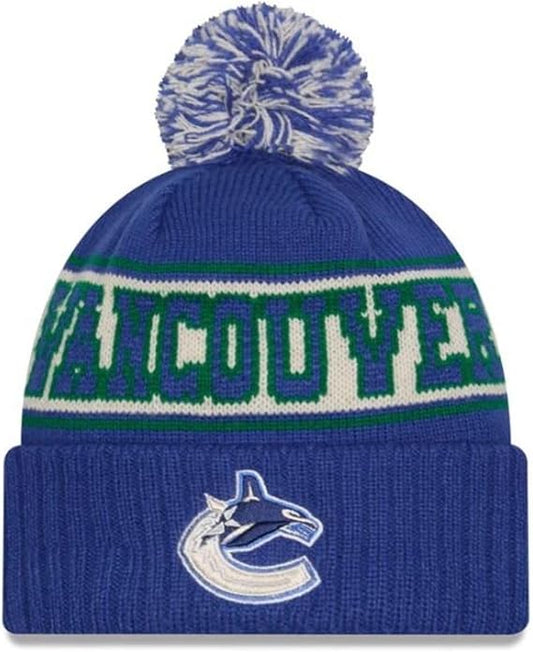 New Era NHL Vancouver Canucks Retro Pom Knit Beanie - Blue/Green