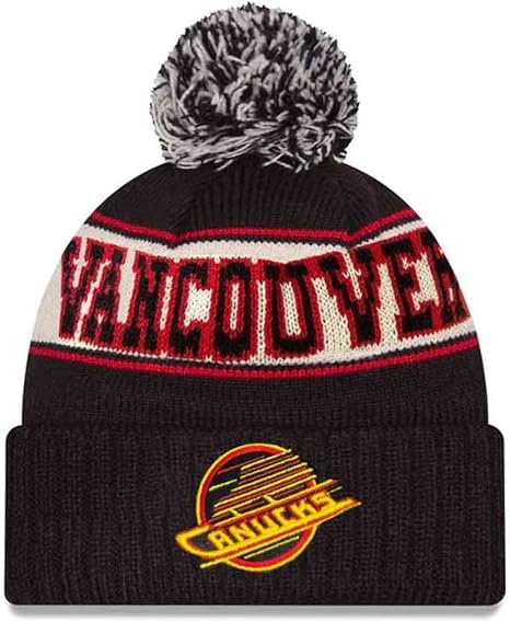New Era NHL Vancouver Canucks Skate Retro Knit Beanies - Black