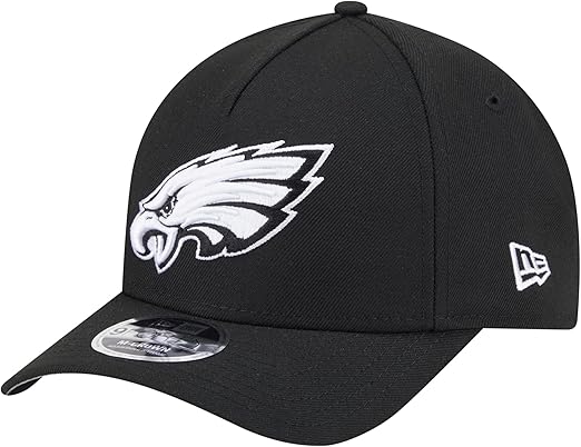 New Era 9FORTY NFL 2025 Team Collection M-Crown A-Frame Adjustable Snapback Hat - Black/White (CA/US, Alpha, One Size, Black, Philadelphia Eagles)