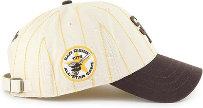 47 MLB San Diego Rawlings Pinstripe Clean Up Adjustable Snapback Hat - White/Brown