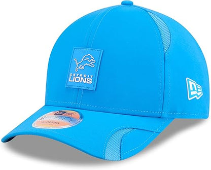New Era Men's NFL 2025 Sideline M-Crown 9FORTY Adjustable Hat (CA/US, Alpha, One Size, Blue, Detroit Lions)