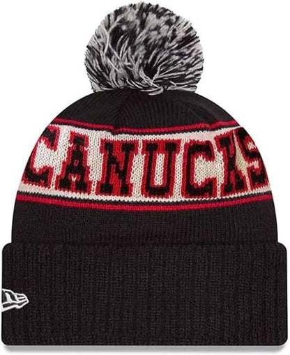 New Era NHL Vancouver Canucks Skate Retro Knit Beanies - Black