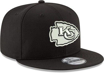 New Era Kansas City Chiefs Hat NFL Black White 9FIFTY Snapback Adjustable Cap Adult One Size
