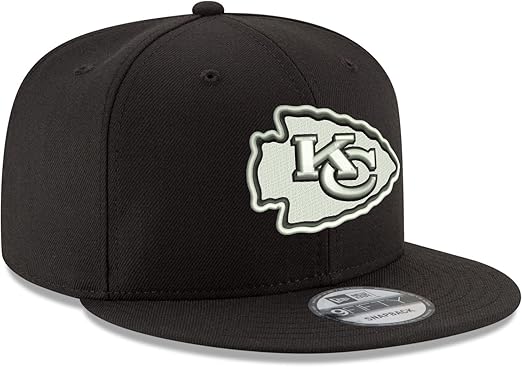 New Era Kansas City Chiefs Hat NFL Black White 9FIFTY Snapback Adjustable Cap Adult One Size