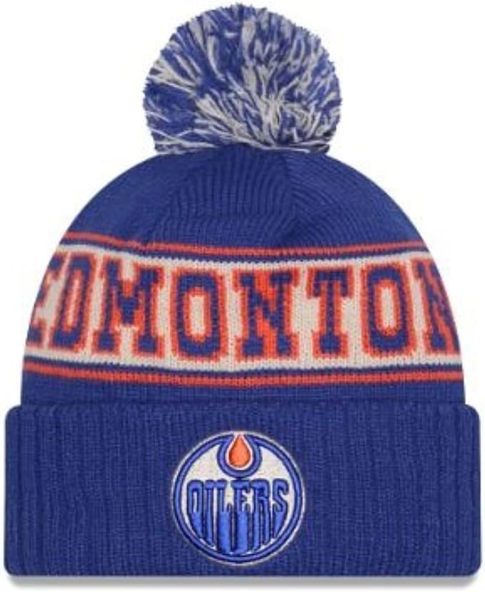 New Era NHL Edmonton Oilers Retro Pom Knit Beanie - Blue/Orange