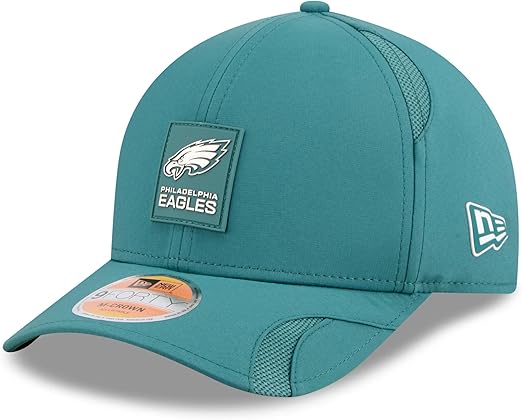 New Era Men's NFL 2025 Sideline M-Crown 9FORTY Adjustable Hat (CA/US, Alpha, One Size, Green, Philadelphia Eagles)