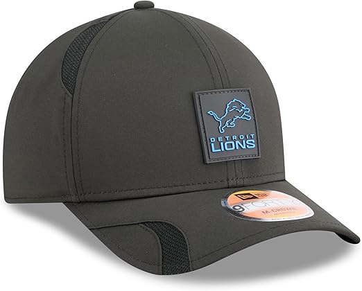 New Era Men's NFL 2025 Sideline M-Crown 9FORTY Adjustable Hat (CA/US, Alpha, One Size, Black, Detroit Lions)